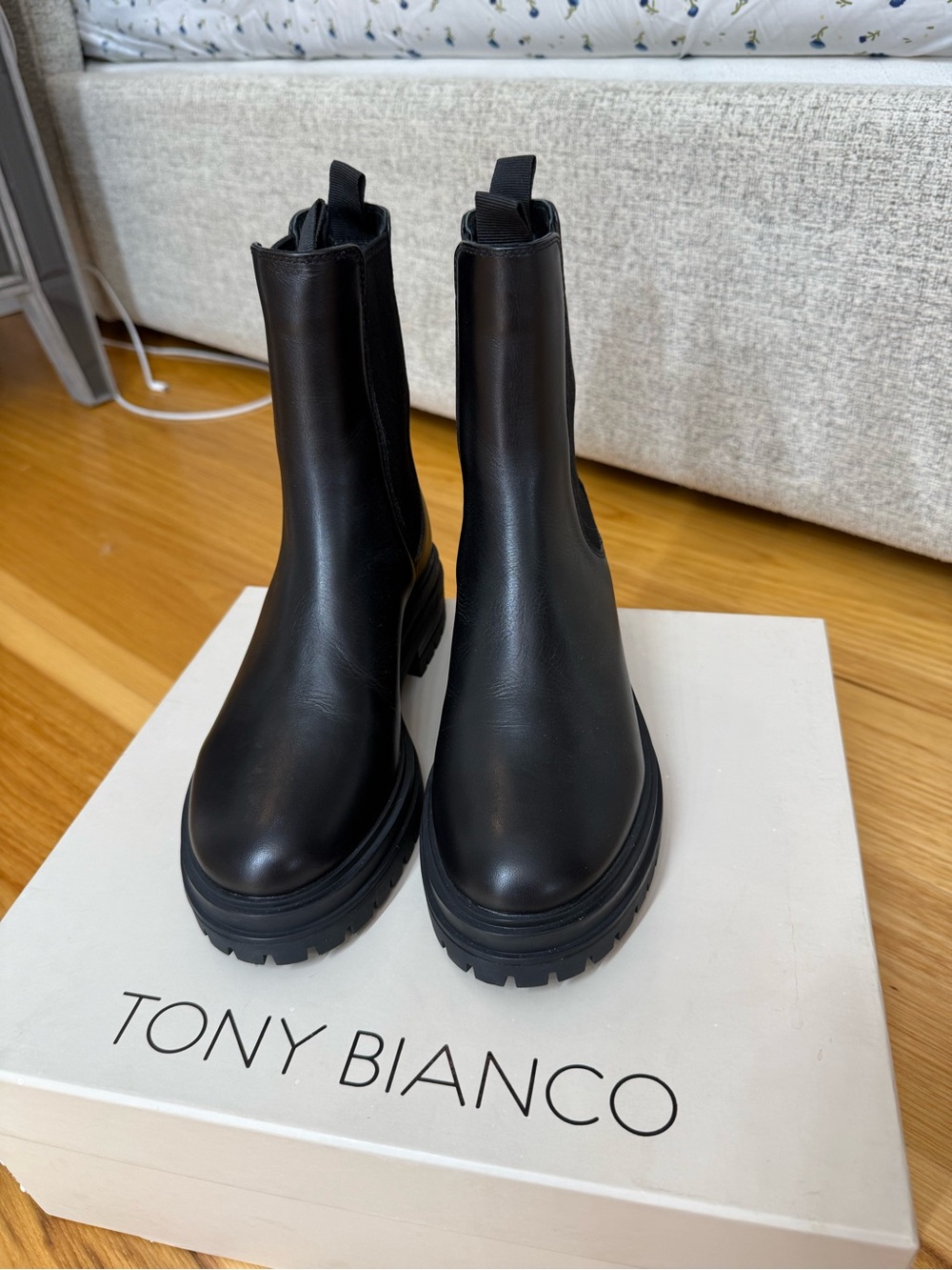 Tony Bianco Black Leather Wolfe Booties